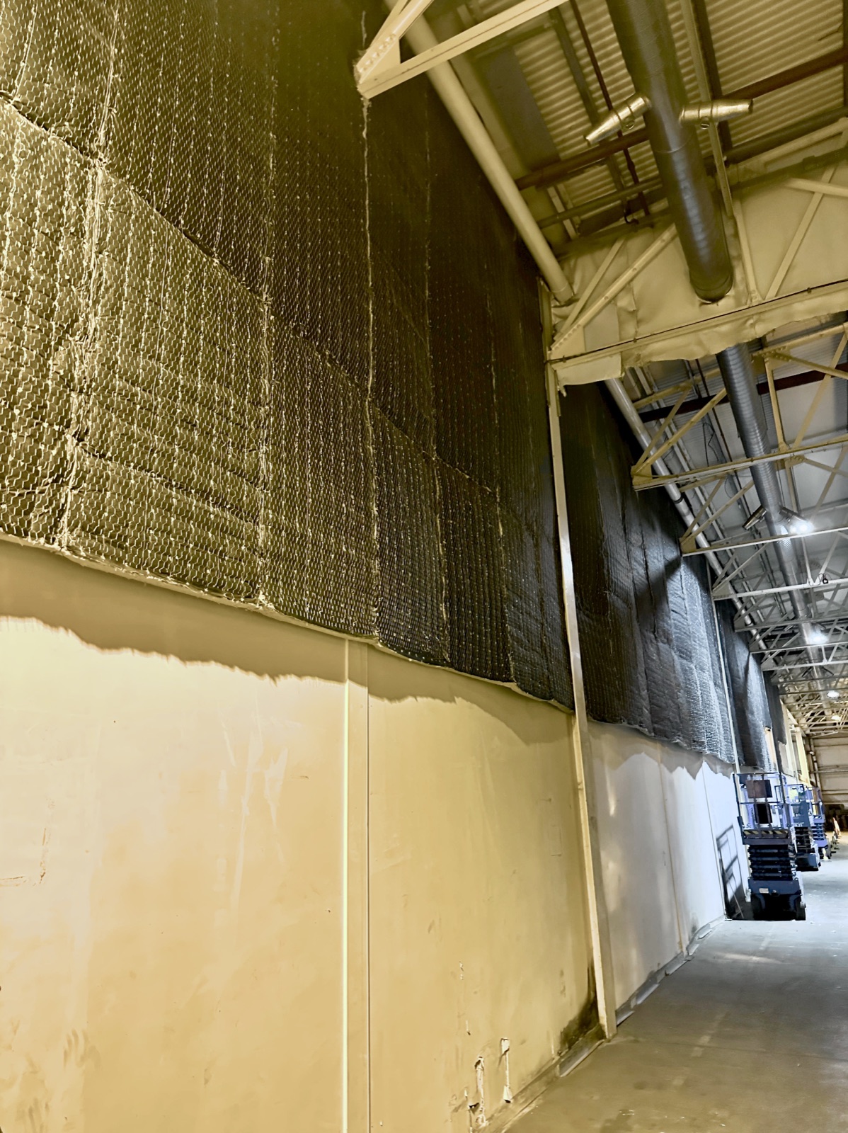 Completed industrial passive fire barrier wall